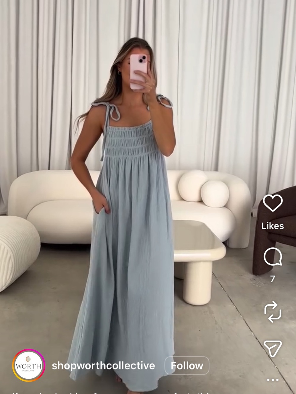 Worth Collective Light Blue Tie-Shoulder Maxi Dress — A. Ren - Picture 2 of 6